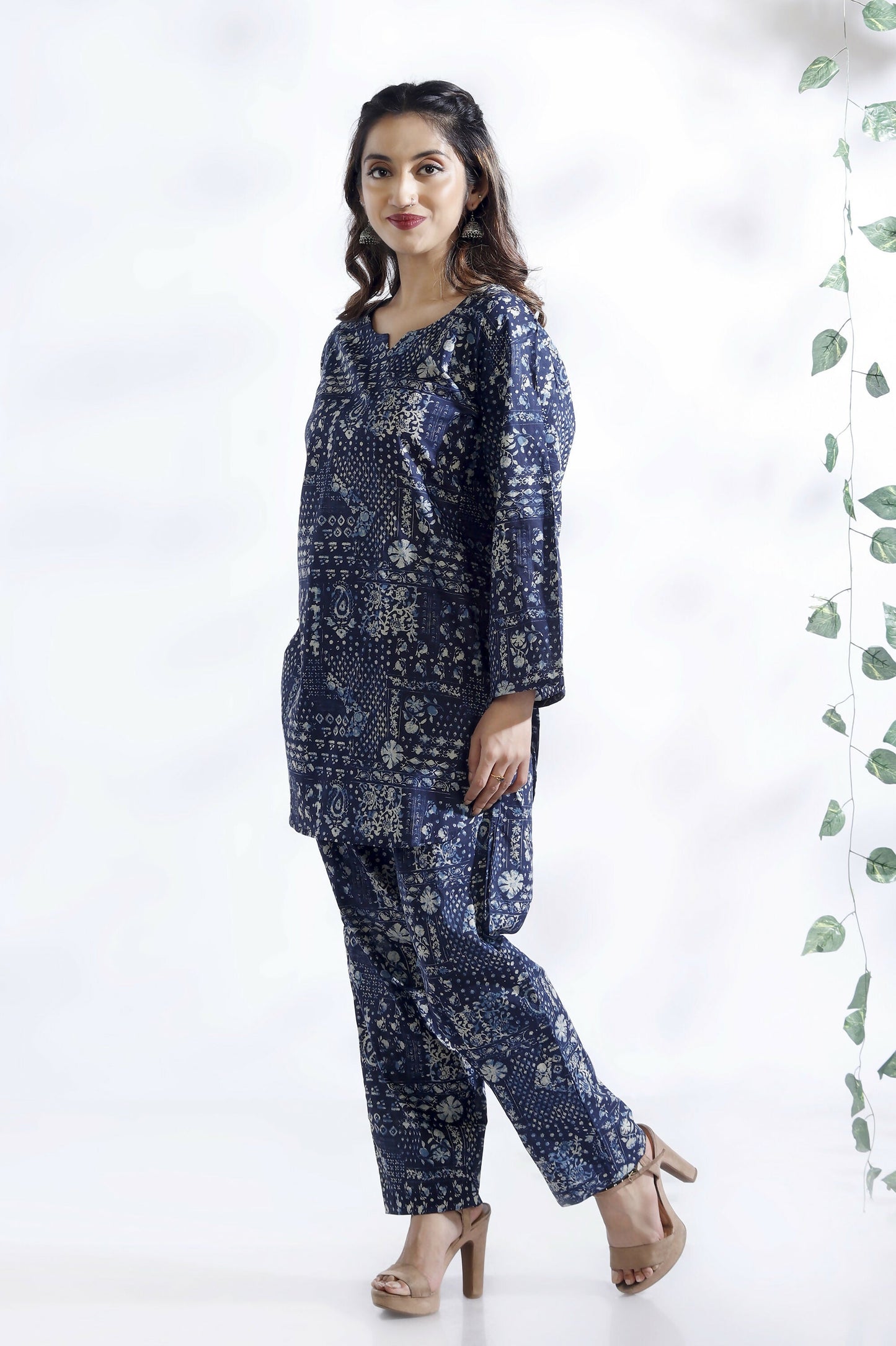 Breathables Abstract Cotton Co-Ord Set – Blue