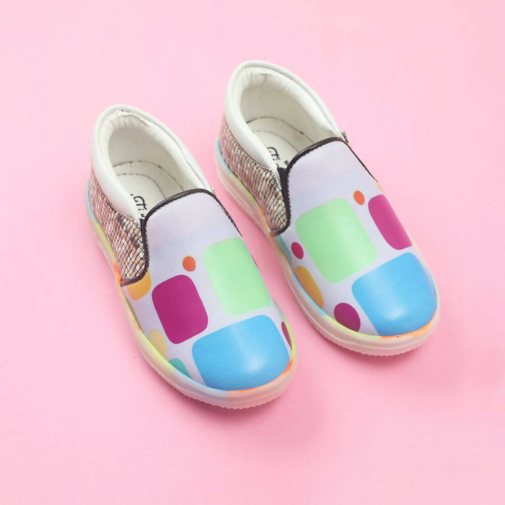 Tiny Bugs Unisex Colorblock Slip Ons Sneakers - Whithe
