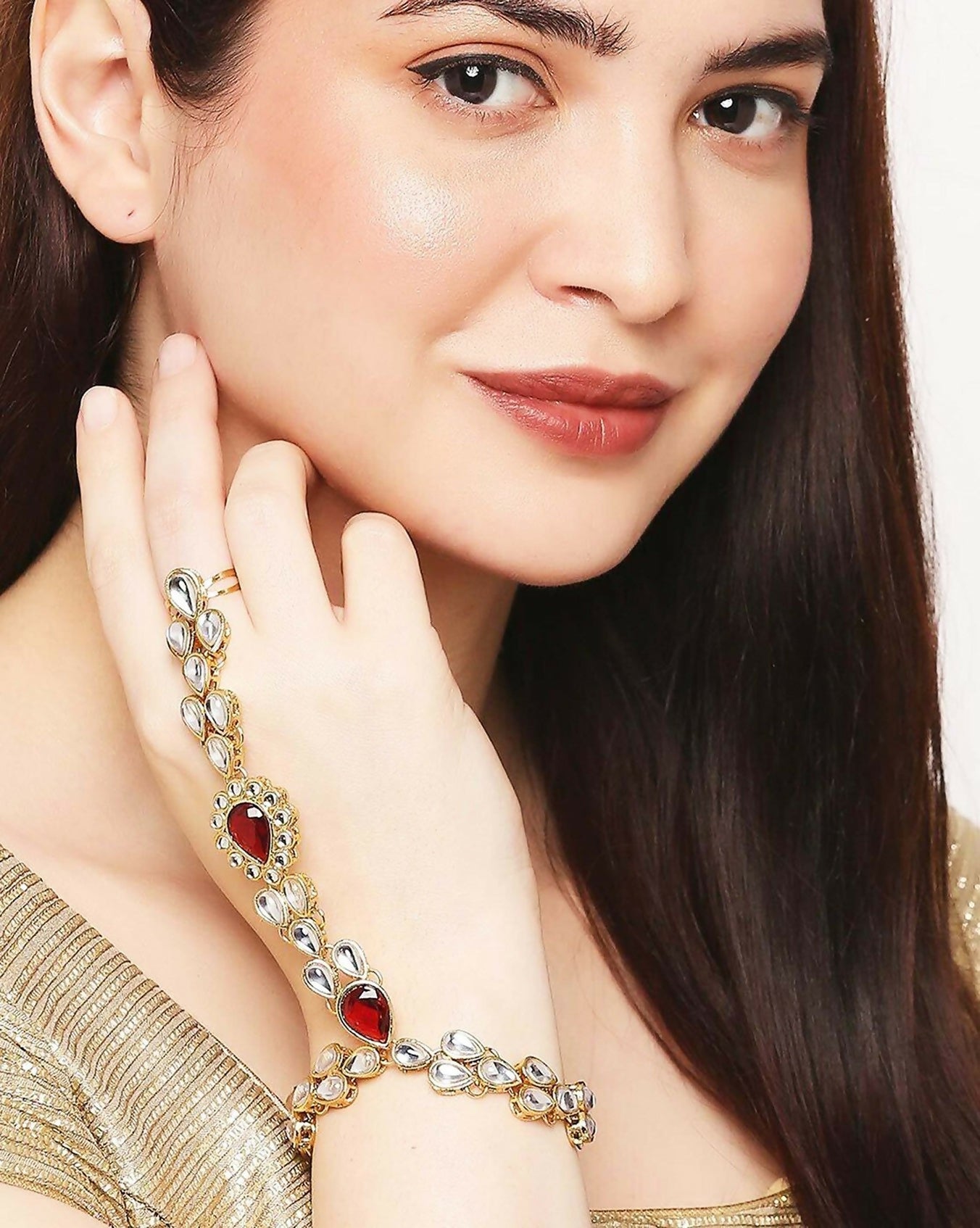 Joban Fashion Gold Polished Kundan Bracelet