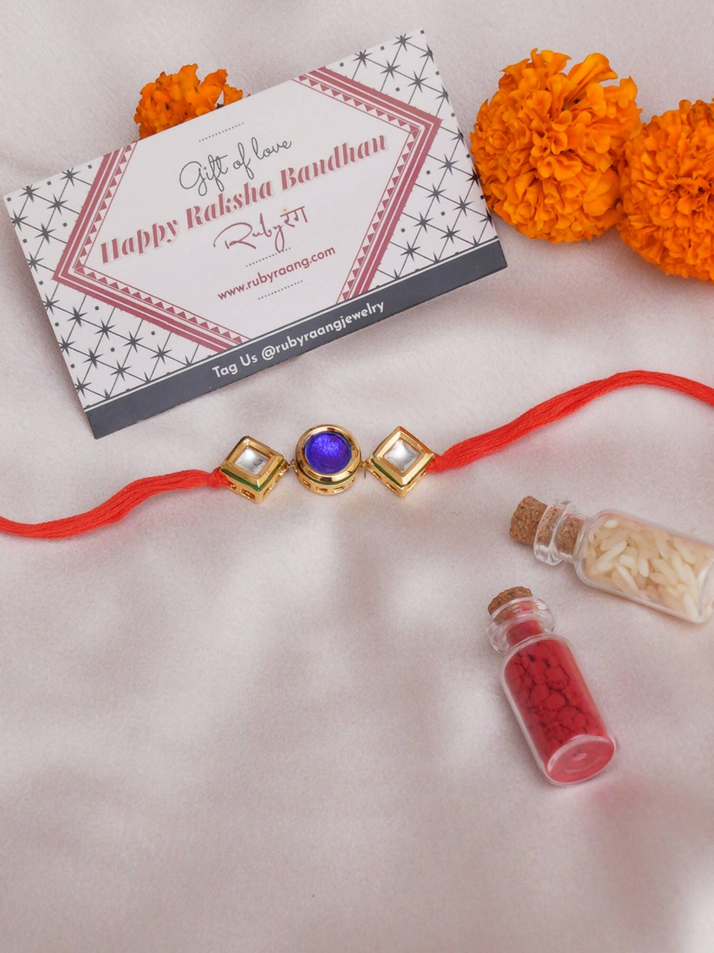 Designer kundan Rakhi - Ruby Raang