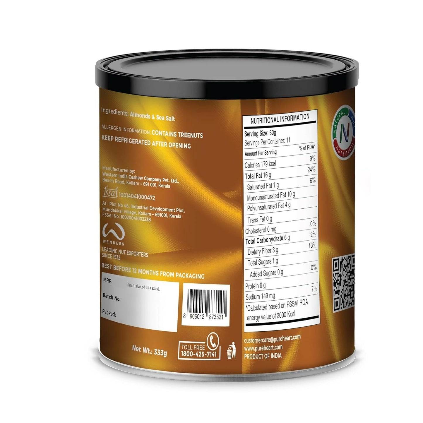 Pureheart Dry Roasted Nutreat Salted Almonds