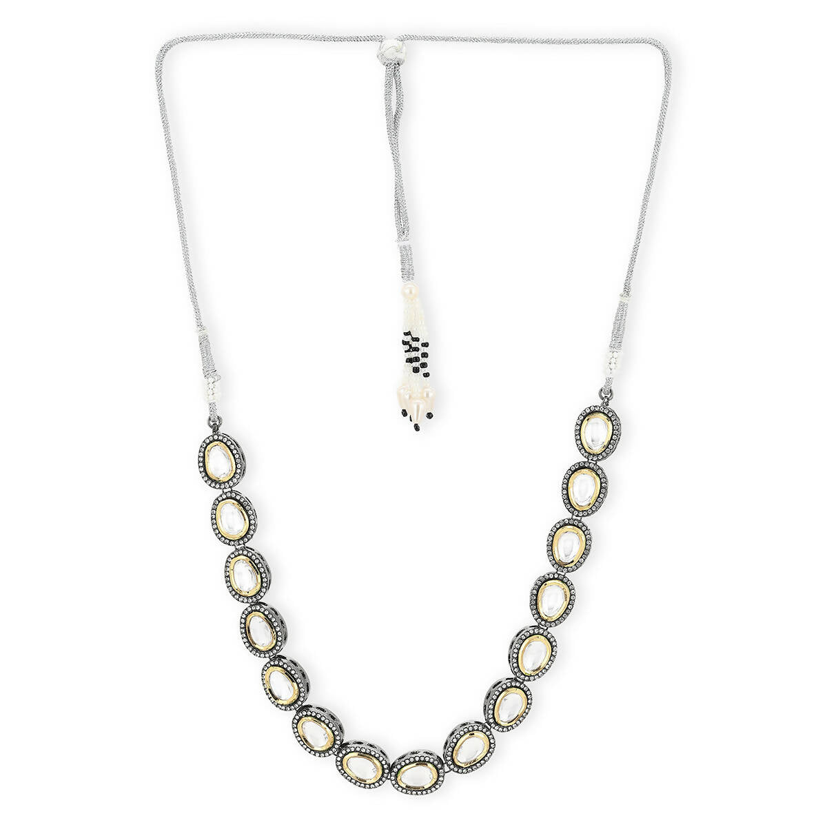 Silver-Toned Brass Rhodium-Plated Necklace - Ruby Raang