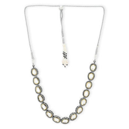 Silver-Toned Brass Rhodium-Plated Necklace - Ruby Raang