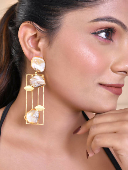 VOJ Women Gold Color stainless steel Earrings