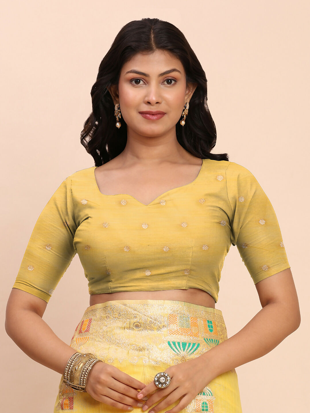Shree Shyam Fashion Linen Cotton Yellow Saree