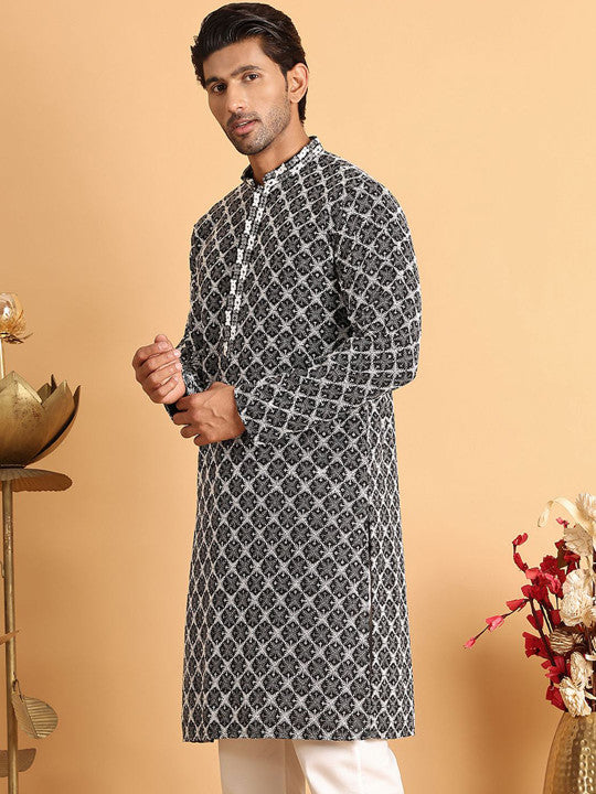 Anouk Men Floral Embroidered Sequinned Kurta