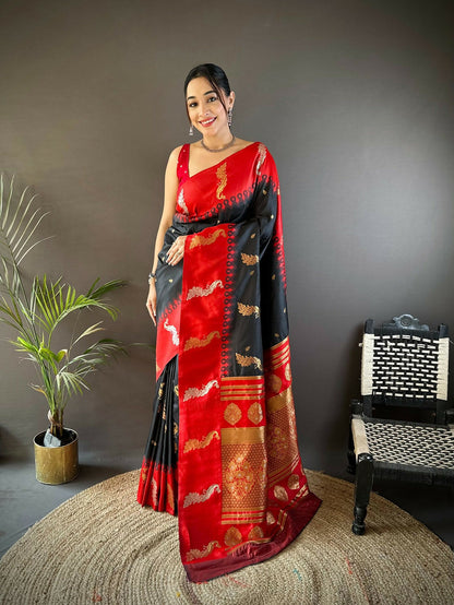 Joban Fashion Green Peacock,Butti Banarasi Silk Sarees