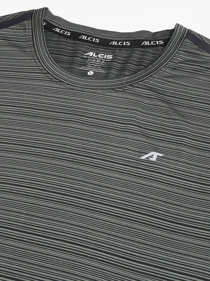 Alcis Men Stretch-X Anti-Static Slim-Fit Round Neck Running T-Shirt