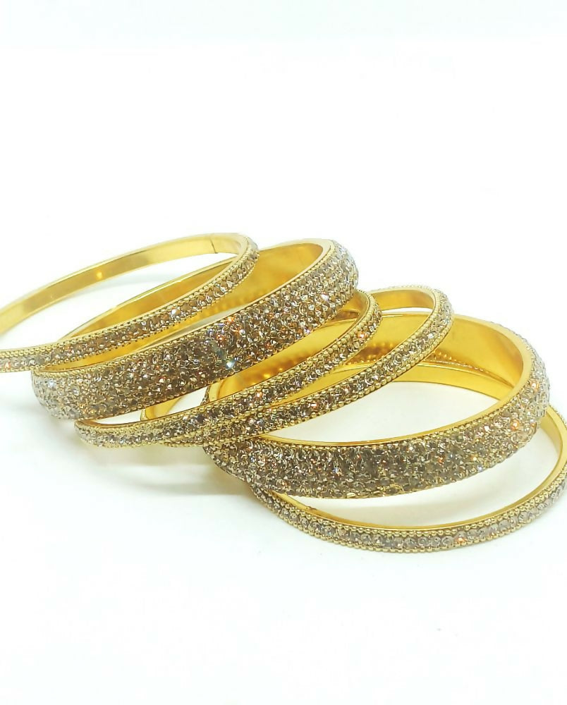 Joban Fashion Golden Crystal Diamond Bangles Set