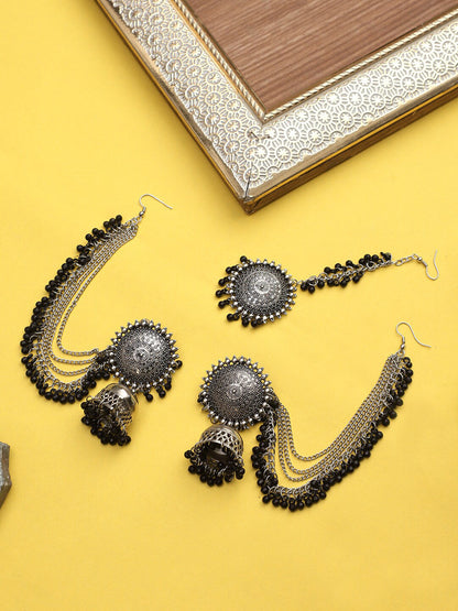 Cardinal Black Oxidised Maang Tikka Set