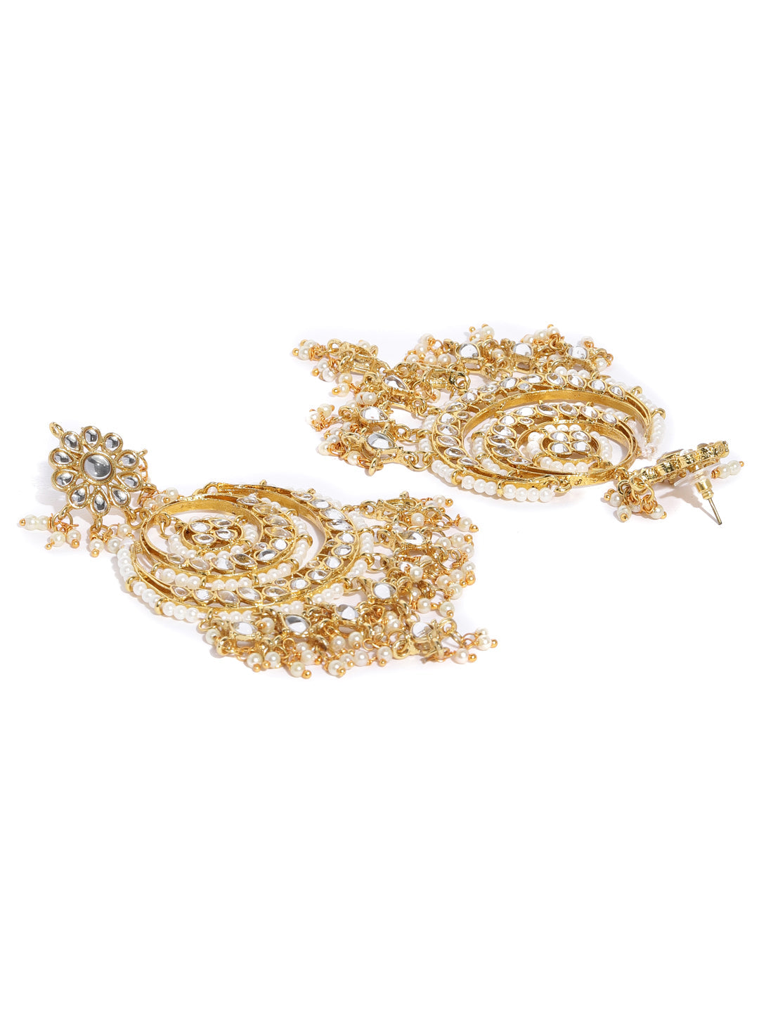 Zaveri Pearls Gold-Toned Kundan & Pearls Studded Rani Haar Jewellery Set