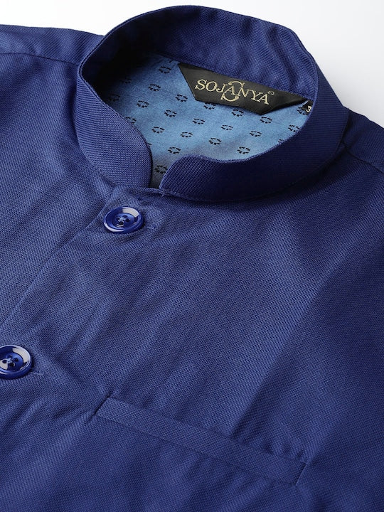 Sojanya Men Blue Solid Nehru Jacket