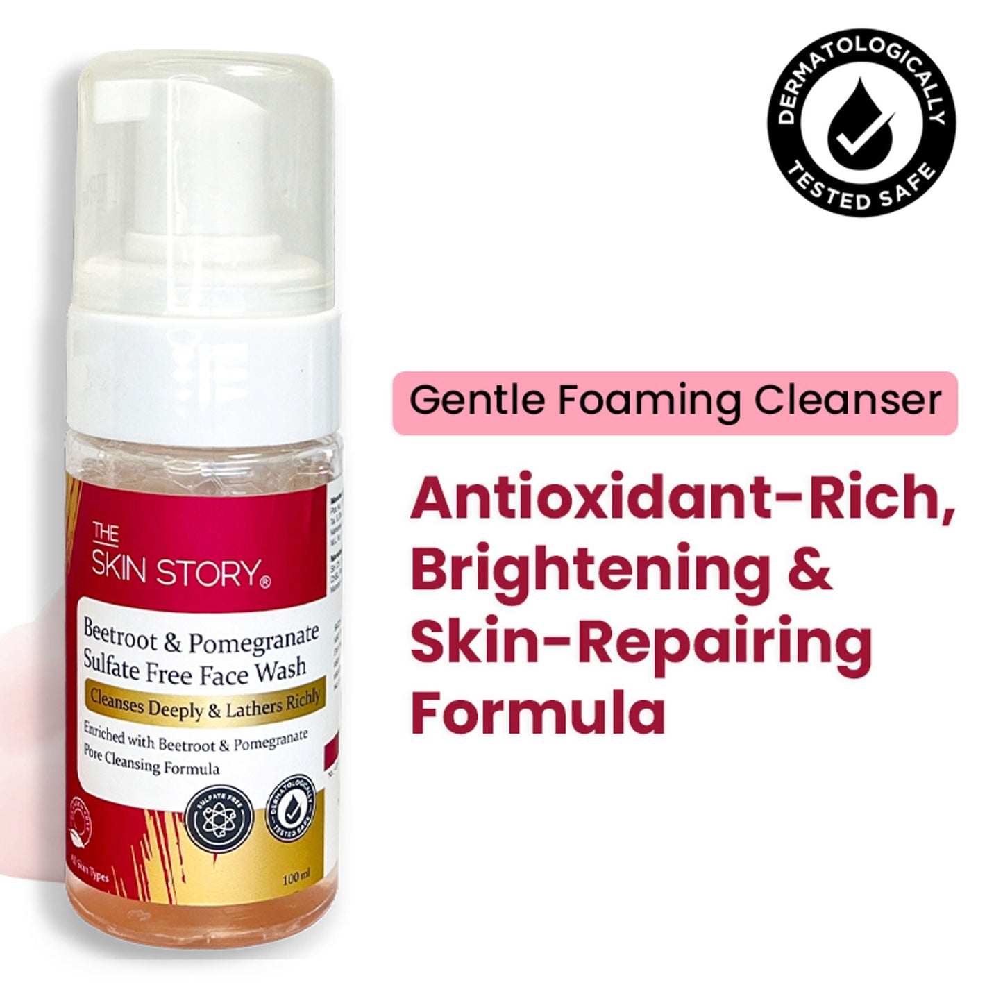 The Skin Story Beetroot Glow Foaming Face Wash For Dark Spots Anti-Aging Cleanses