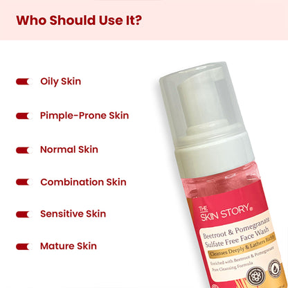 The Skin Story Beetroot Glow Foaming Face Wash For Dark Spots Anti-Aging Cleanses