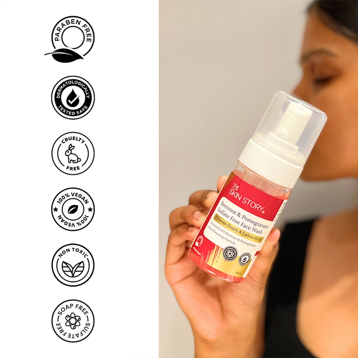The Skin Story Beetroot Glow Foaming Face Wash For Dark Spots Anti-Aging Cleanses