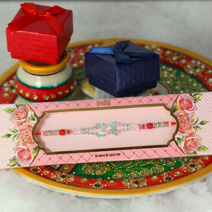 Indianvibez Ad Green / Pink Stock Stone Fancy Rakhi