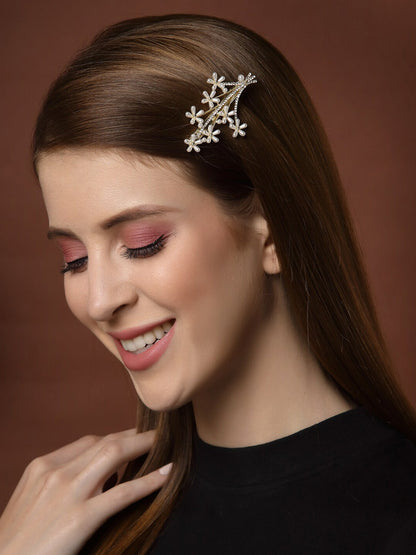 Panash Women Gold-Toned Embellished Alligator Hair Clip