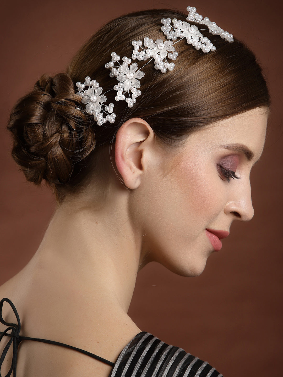 Panash Women Silver-Toned & White Embellished Tiara