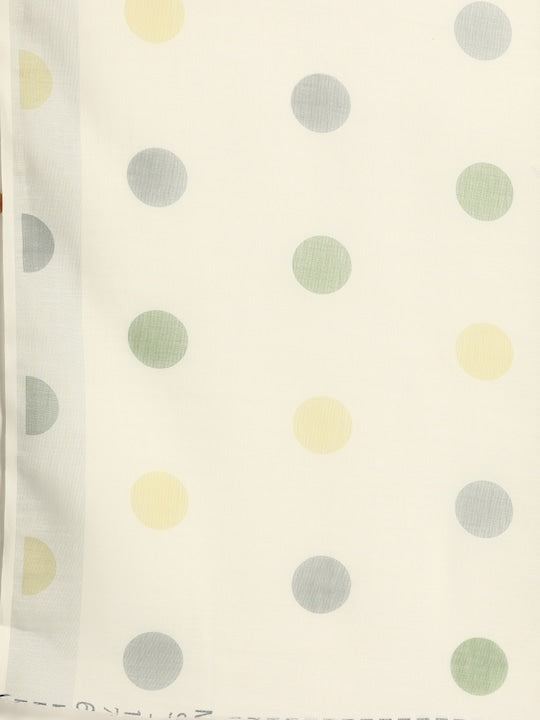 Anouk Off White & Green Linen Blend Printed Bhagalpuri Saree