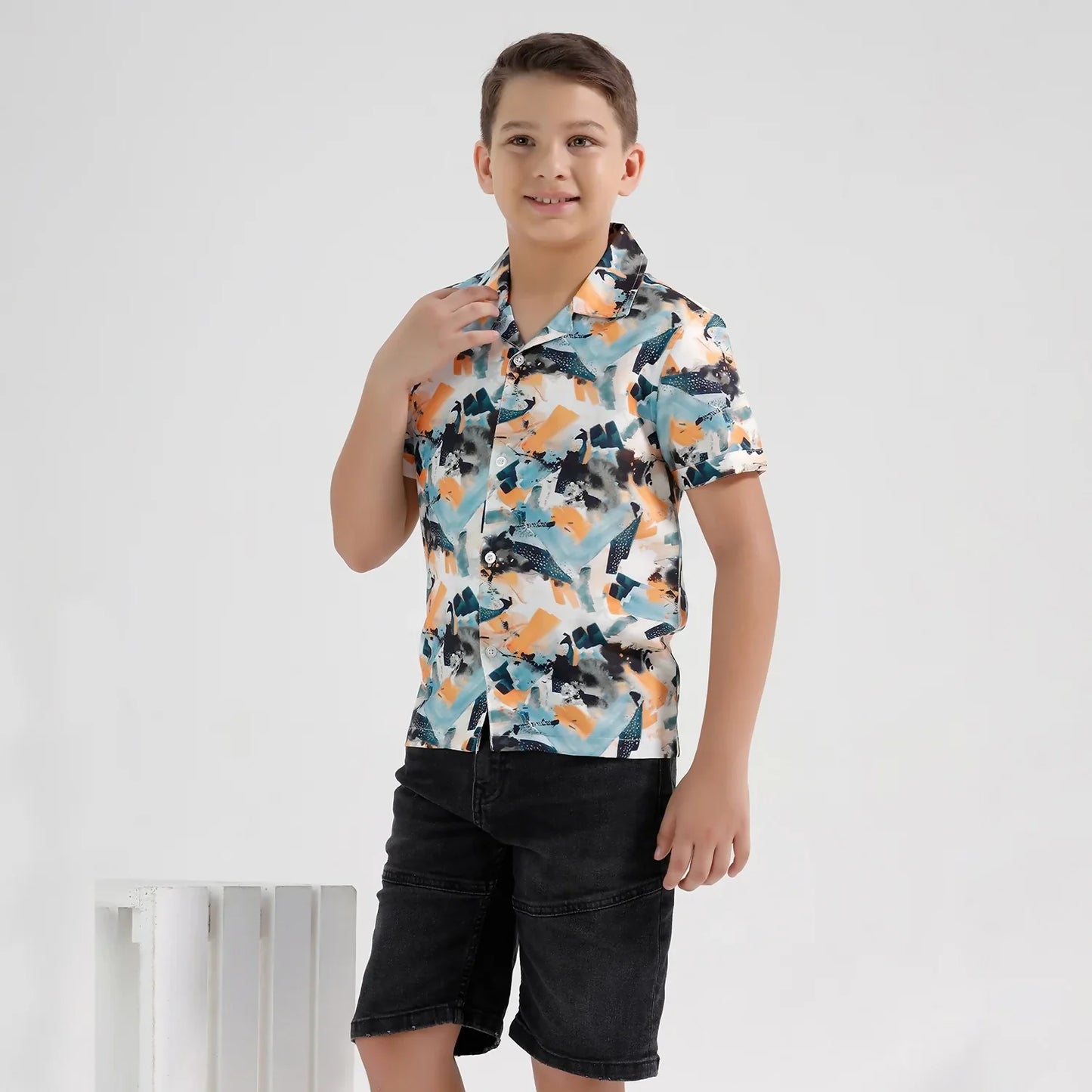 Chilins Boys Beach Resort Regular Fit Printed Shirt