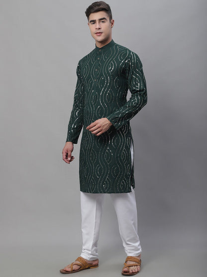 Sojanya Geometric Embroidered Pure Cotton Kurta With Churidar