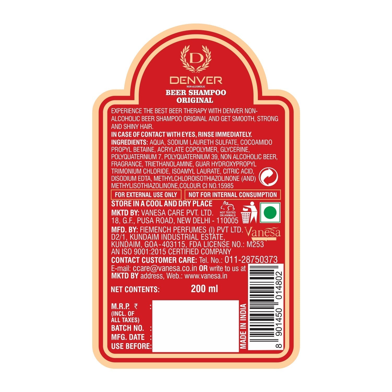 DENVER Beer Shampoo Original - 200 ml