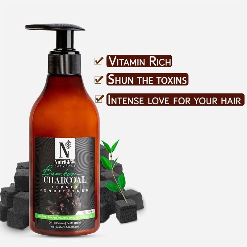 NutriGlow NATURAL'S Bamboo Charcoal Conditioner - 300 ml