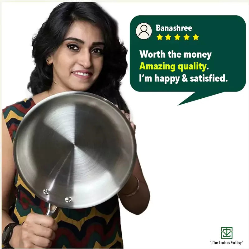 The Indus Valley Stainless Steel Frying Pan with Free Flip