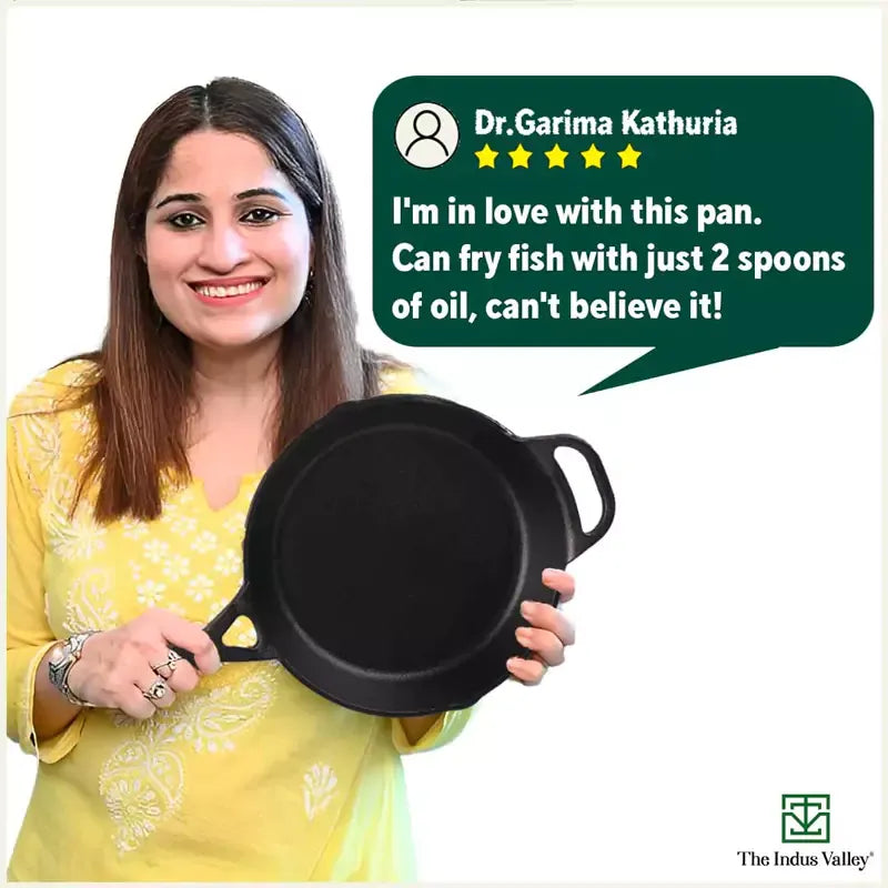 The Indus Valley Cast Iron Frying Pan Pre-Seasoned 26.2cm