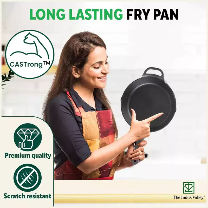 The Indus Valley Cast Iron Frying Pan Pre-Seasoned 26.2cm