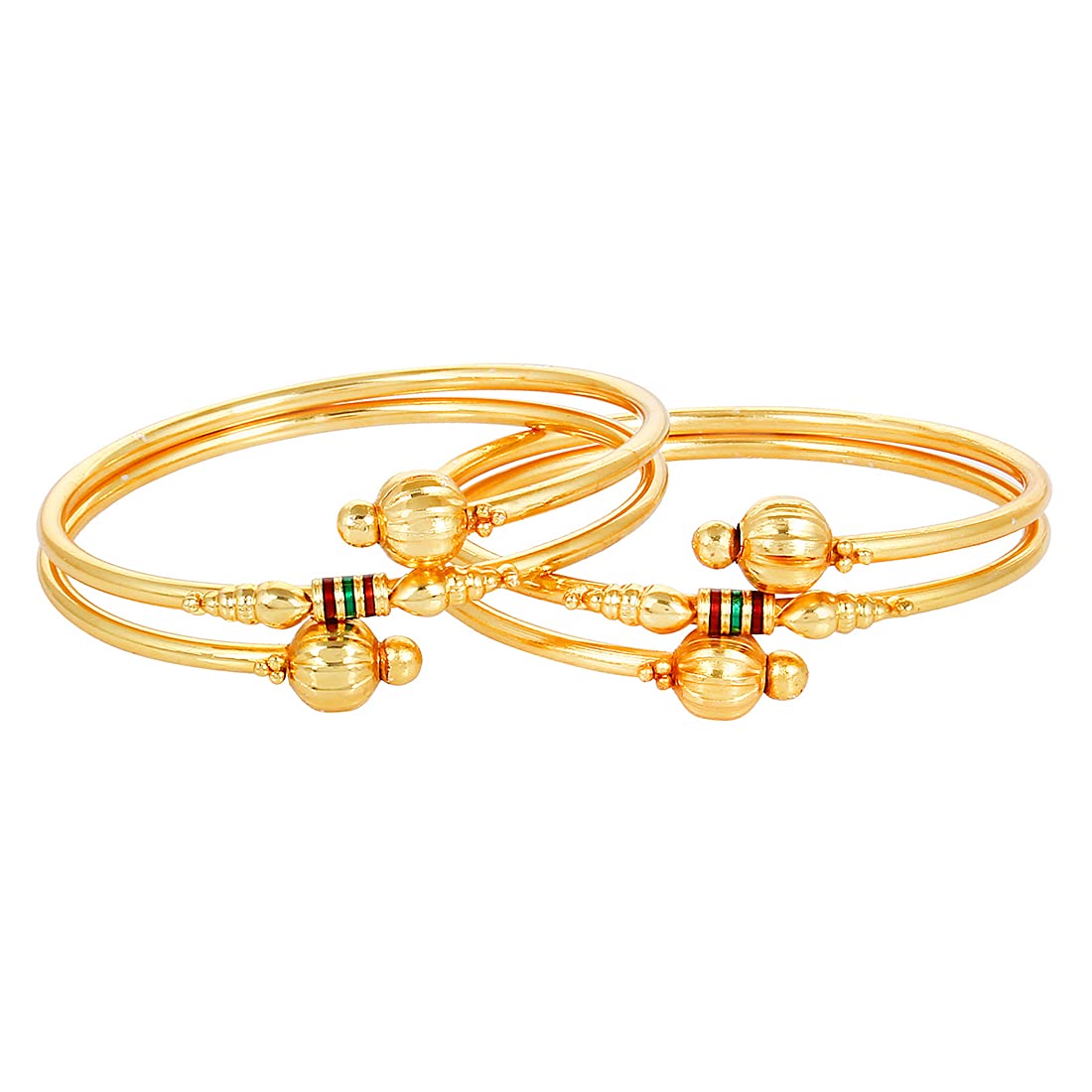 Gold-Polished Alloy Meena Work Bangle Set - The Pari