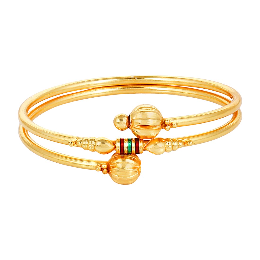 Gold-Polished Alloy Meena Work Bangle Set - The Pari