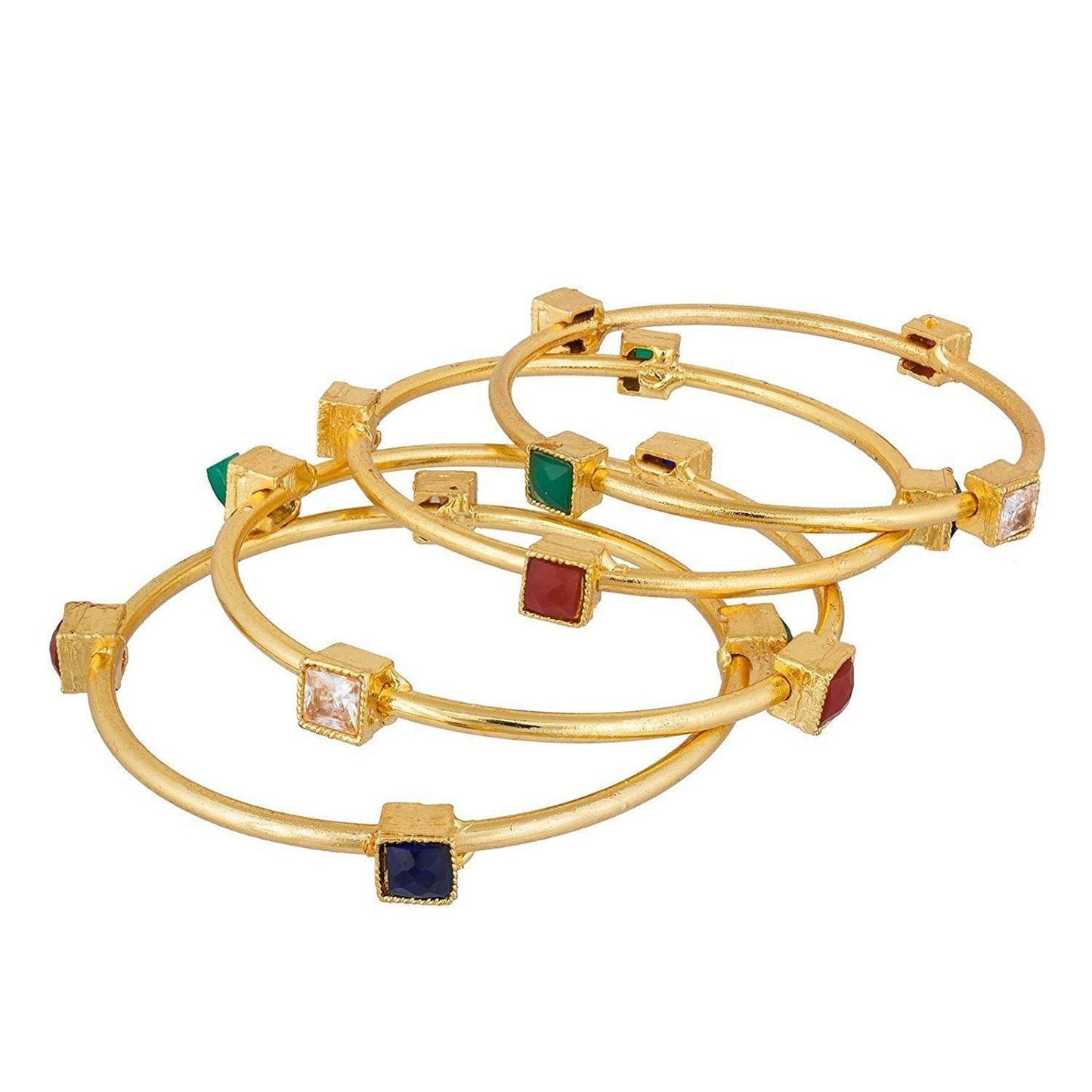 Gold-Polished Alloy Multicolor Bangle Set - The Pari