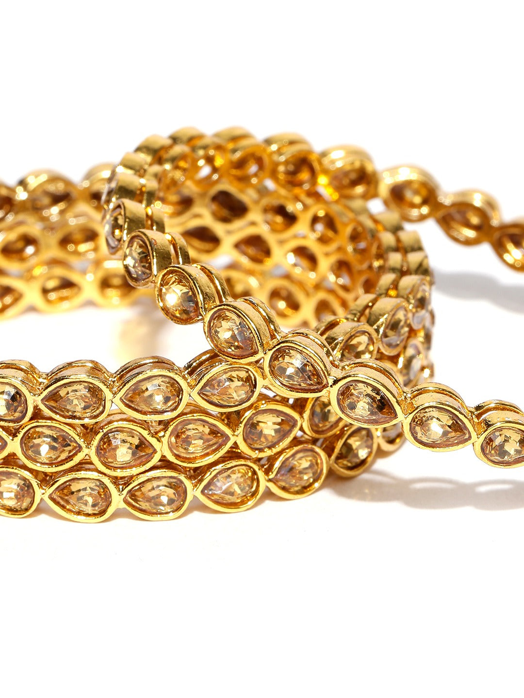 Gold-Polished Alloy Golden Colour Kundan Bangle - The Pari