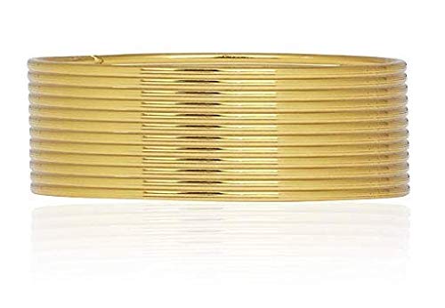 Gold-Polished Alloy Set Of 12 Gold Metal Bangles - The Pari