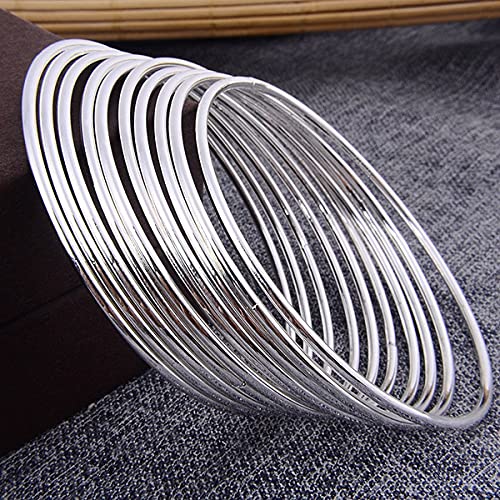 Silver-Plated Alloy Set Of 12 Silver Metal Bangles - The Pari