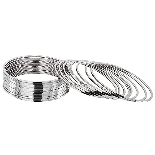 Silver-Plated Alloy Set Of 12 Silver Metal Bangles - The Pari