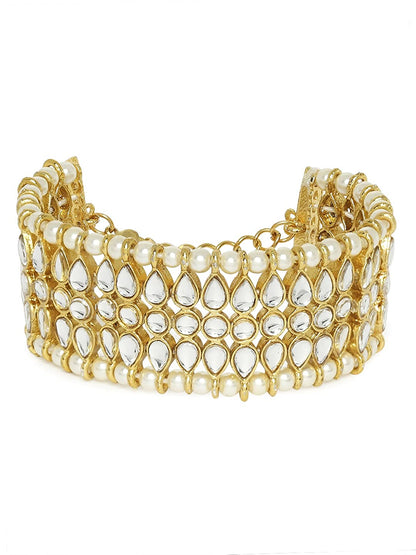 Gold-Polished Alloy Kundan Studded Bracelet - The Pari