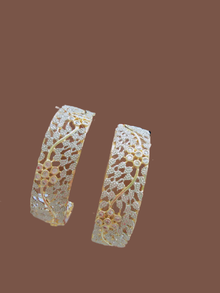Gold-Polished Alloy Designer American Diamond Bangle Set - The Pari