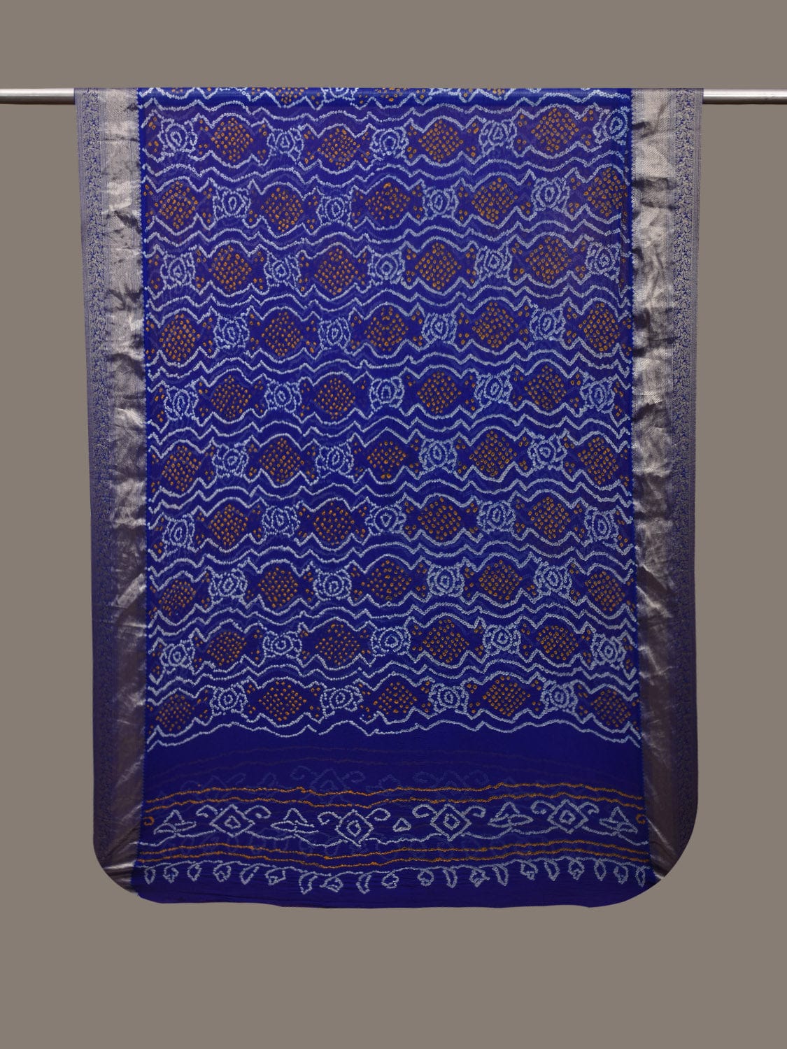 Blue Bandhani Banaras Georgette Dupatta with Border Design - Global Threads