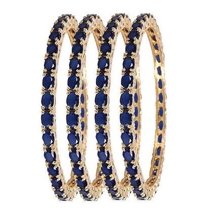 Gold-Polished Alloy Designer Blue Combo Of Ad Bangles - The Pari