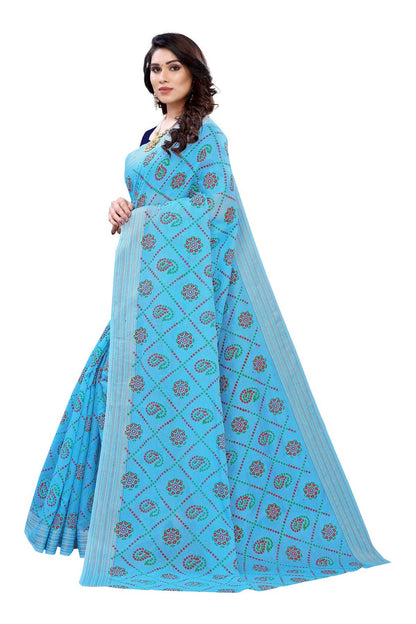 Vamika Sky Blue Linen Jari Border Saree (CHARVI SKY BLUE)