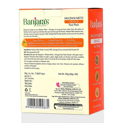 Banjara's Multani Mitti + Orange Face Pack Powder
