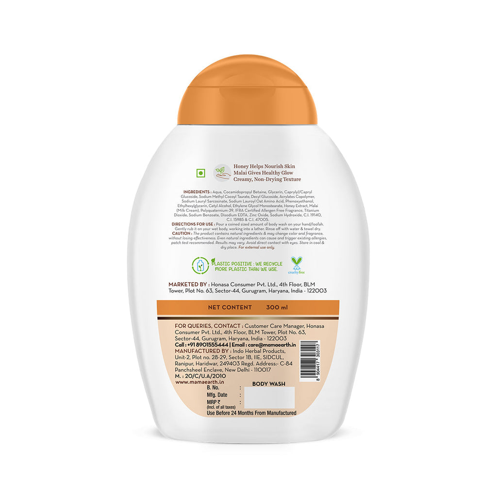 Mamaearth Honey Malai Body Wash for Nourishing Glow - 300 ml