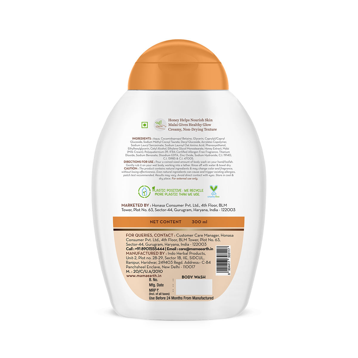 Mamaearth Honey Malai Body Wash for Nourishing Glow - 300 ml