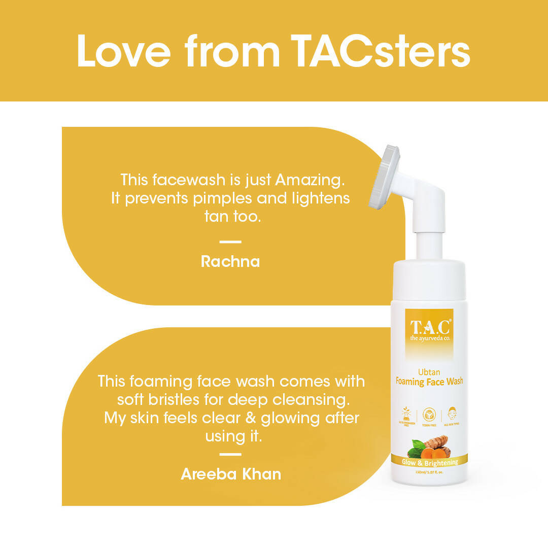 T.A.C - The Ayurveda Co. Ubtan Foaming Face Wash Tan Removal and Skin Brightening for Women & Men