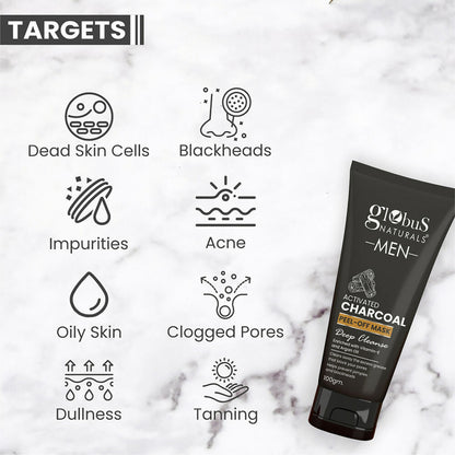Globus Naturals Anti Pollution & Anti Acne Detox Charcoal Peel Off Mask For Men