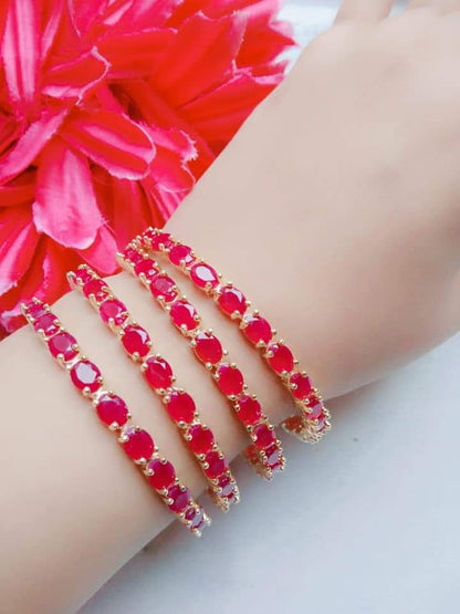 Gold-Polished Alloy Ruby Ad 4 Bangles Set - The Pari