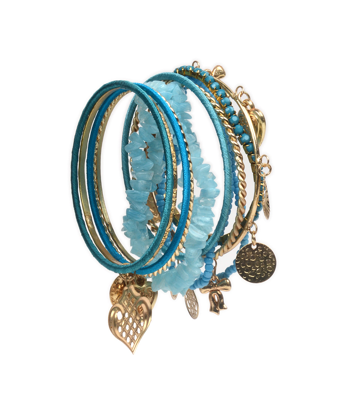 Gold-Polished Alloy Designer Blue Stone Bracelet Bangle Set - The Pari