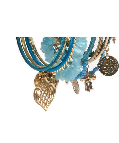 Gold-Polished Alloy Designer Blue Stone Bracelet Bangle Set - The Pari